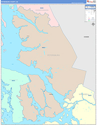 PetersburgBorough (County), AK Wall Map Color Cast Style 2026