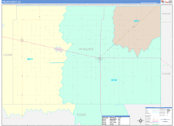 Phillips County, CO Wall Map Color Cast Style 2024