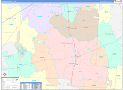 Pickaway County, OH Wall Map Color Cast Style 2024