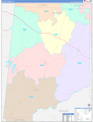 Pickens County, AL Wall Map Color Cast Style 2024