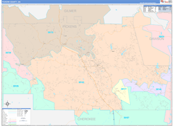 Pickens County, GA Wall Map Color Cast Style 2024