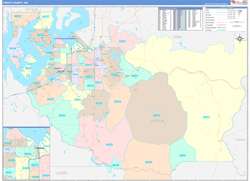 Pierce County, WA Wall Map Color Cast Style 2024