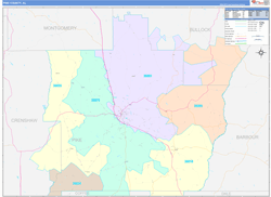 Pike County, AL Wall Map Color Cast Style 2024