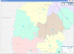 Pike County, GA Wall Map Color Cast Style 2024