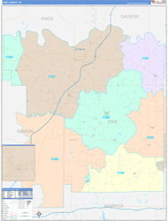 Pike County, IN Wall Map Color Cast Style 2024