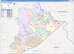 Pike County, KY Wall Map Color Cast Style 2026