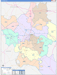 Pitt County, NC Wall Map Color Cast Style 2026
