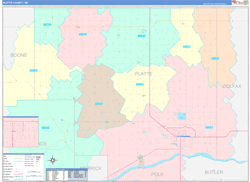Platte County, NE Wall Map Color Cast Style 2023