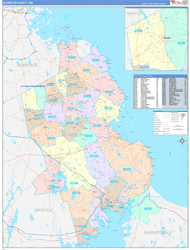 Plymouth County, MA Wall Map Color Cast Style 2024
