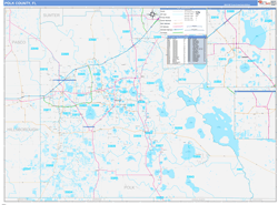Polk County, FL Wall Map Color Cast Style 2023