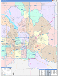 Polk County, IA Wall Map Color Cast Style 2026