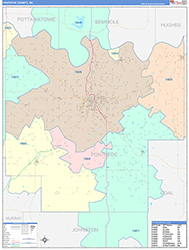 Pontotoc County, OK Wall Map Color Cast Style 2026