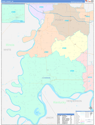 Posey County, IN Wall Map Color Cast Style 2024