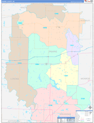 Prairie County, AR Wall Map Color Cast Style 2024