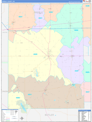 Preble County, OH Wall Map Color Cast Style 2024