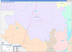 Prentiss County, MS Wall Map Color Cast Style 2024