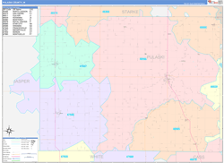 Pulaski County, IN Wall Map Color Cast Style 2024
