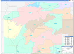 Pushmataha County, OK Wall Map Color Cast Style 2024