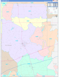 Putnam County, IN Wall Map Color Cast Style 2024