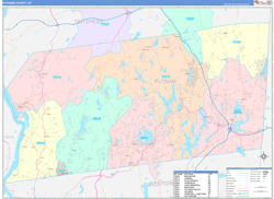 Putnam County, NY Wall Map Color Cast Style 2023