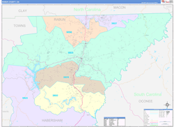 Rabun County, GA Wall Map Color Cast Style 2024
