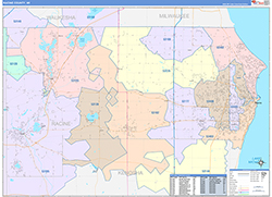 Racine County, WI Wall Map Color Cast Style 2026