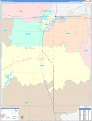 Randall County, TX Wall Map Color Cast Style 2024