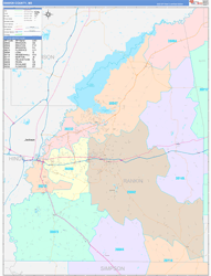Rankin County, MS Wall Map Color Cast Style 2024