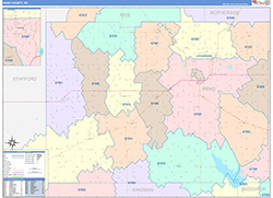 Reno County, KS Wall Map Color Cast Style 2026