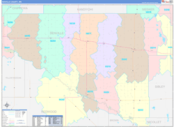 Renville County, MN Wall Map Color Cast Style 2024
