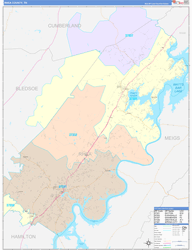 Rhea County, TN Wall Map Color Cast Style 2024