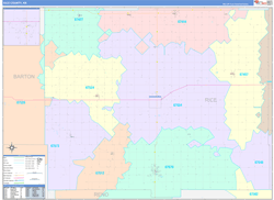 Rice County, KS Wall Map Color Cast Style 2024