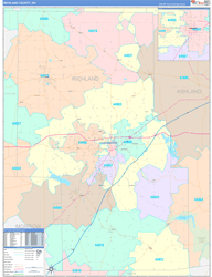 Richland County, OH Wall Map Color Cast Style 2024