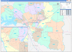 Richland County, SC Wall Map Color Cast Style 2024