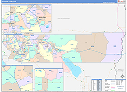 Riverside County, CA Wall Map Color Cast Style 2026