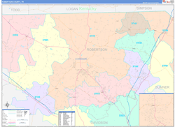 Robertson County, TN Wall Map Color Cast Style 2024
