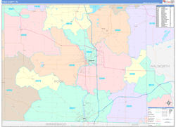 Rock County, WI Wall Map Color Cast Style 2024