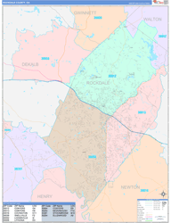 Rockdale County, GA Wall Map Color Cast Style 2024