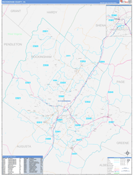 Rockingham County, VA Wall Map Color Cast Style 2024