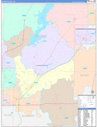 Rogers County, OK Wall Map Color Cast Style 2024