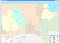 Roseau County, MN Wall Map Color Cast Style 2024