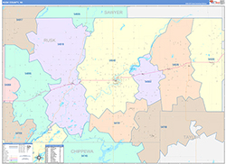 Rusk County, WI Wall Map Color Cast Style 2026