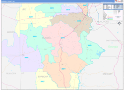 Russell County, AL Zip Code Map