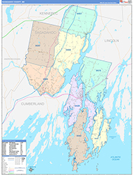 Sagadahoc County, ME Wall Map Color Cast Style 2026