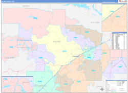Saline County, AR Wall Map Color Cast Style 2024