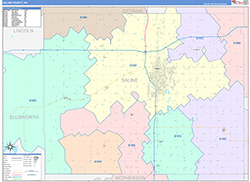Saline County, KS Wall Map Color Cast Style 2026
