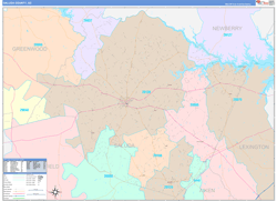 Saluda County, SC Wall Map Color Cast Style 2024