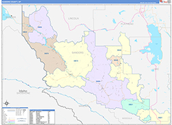 Sanders County, MT Wall Map Color Cast Style 2026