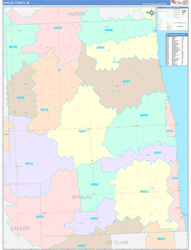 Sanilac County, MI Wall Map Color Cast Style 2024