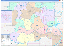 Sauk County, WI Wall Map Color Cast Style 2026